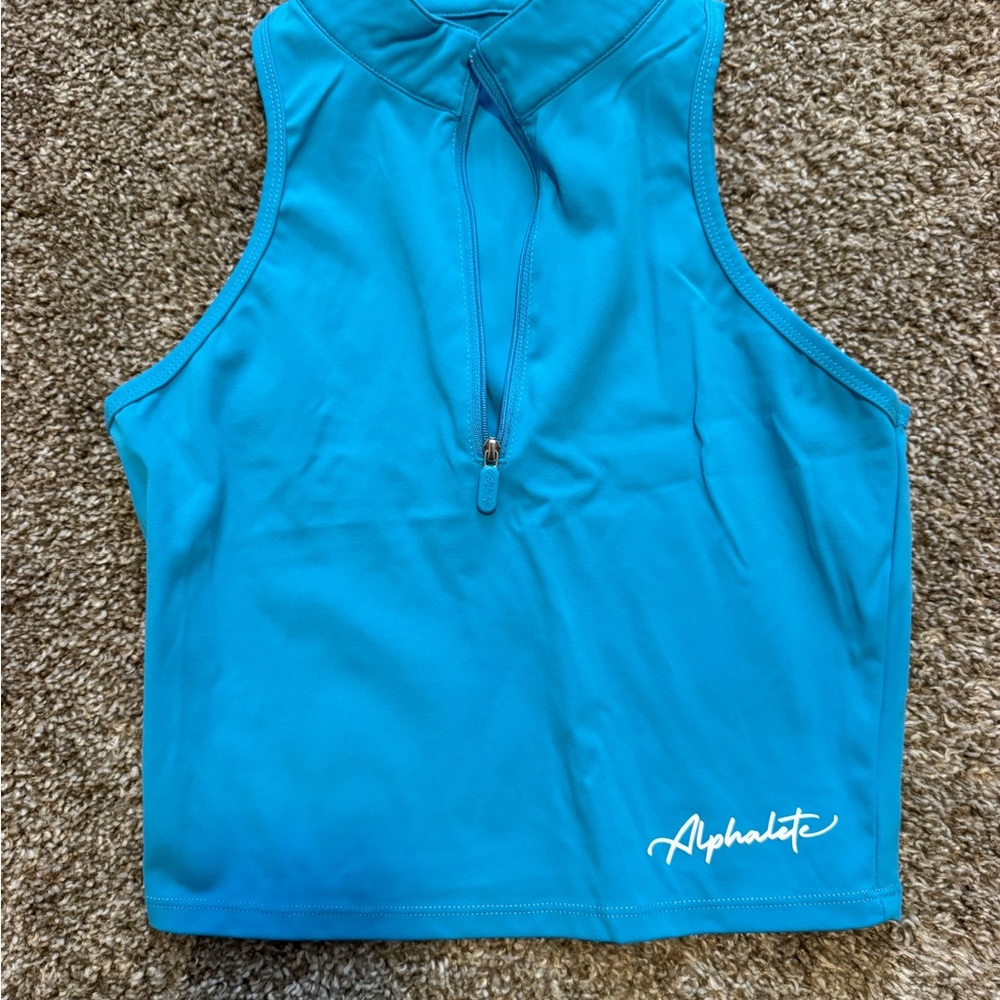 Alphalete blue Zip-Front Athletic Crop Tank